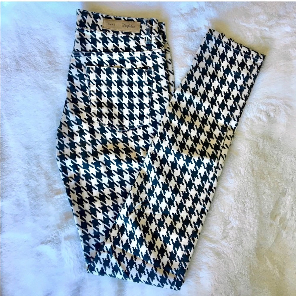 Zara Houndstooth Skinny Leg Pants